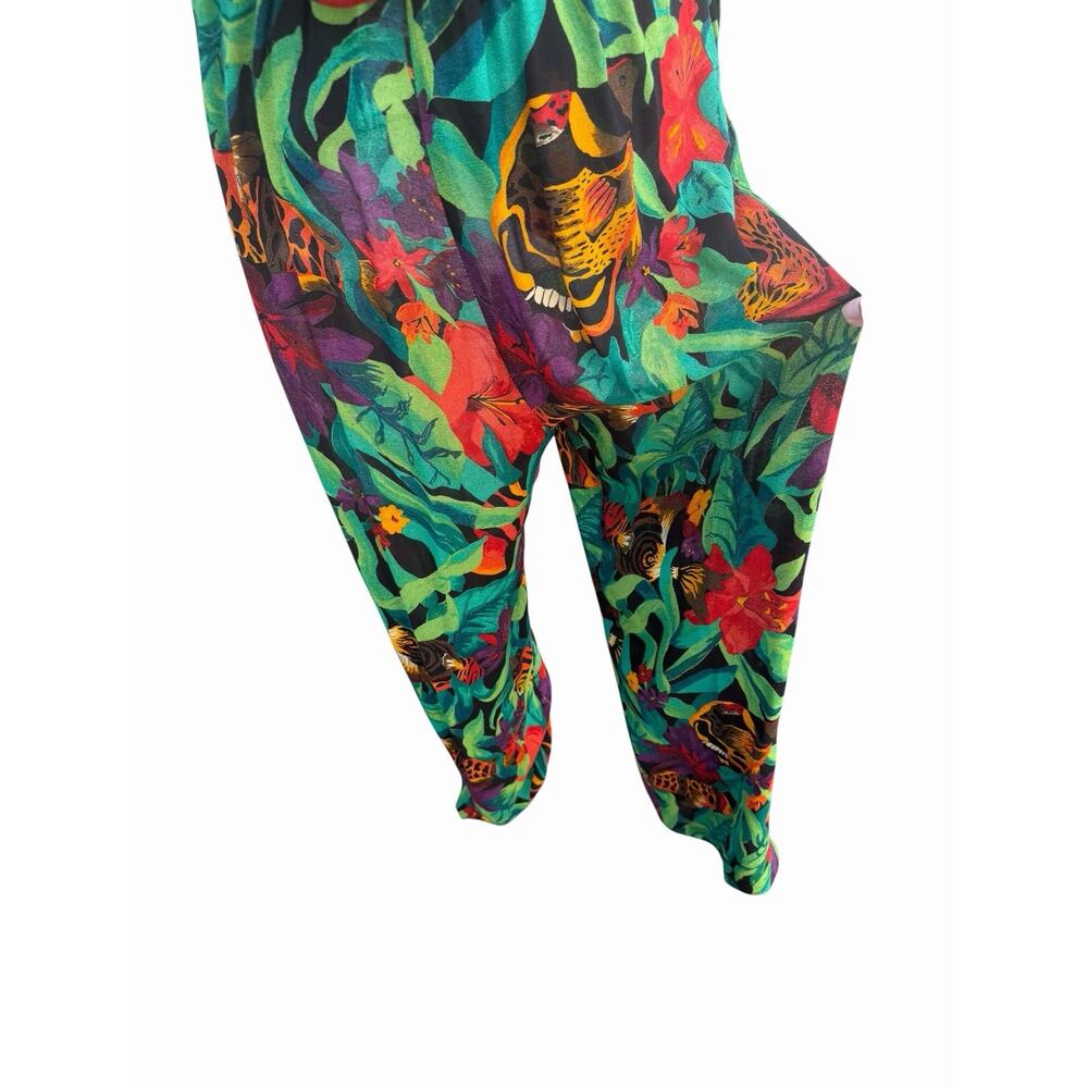 Vintage 90s Carol Little 3 Piece Tropical Rayon Set Top Skirt Pants USA Size 10 - Picture 10 of 16